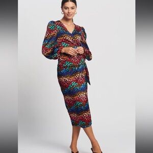 Anthropolgie Never Fully Dressed Vibrant Long Sleeve blouse and skirt